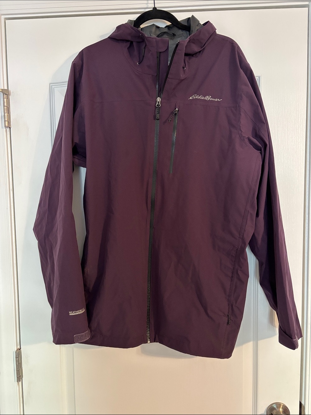 Eddie Bauer Men's Deep Plum Hooded Waterproof Raincoat